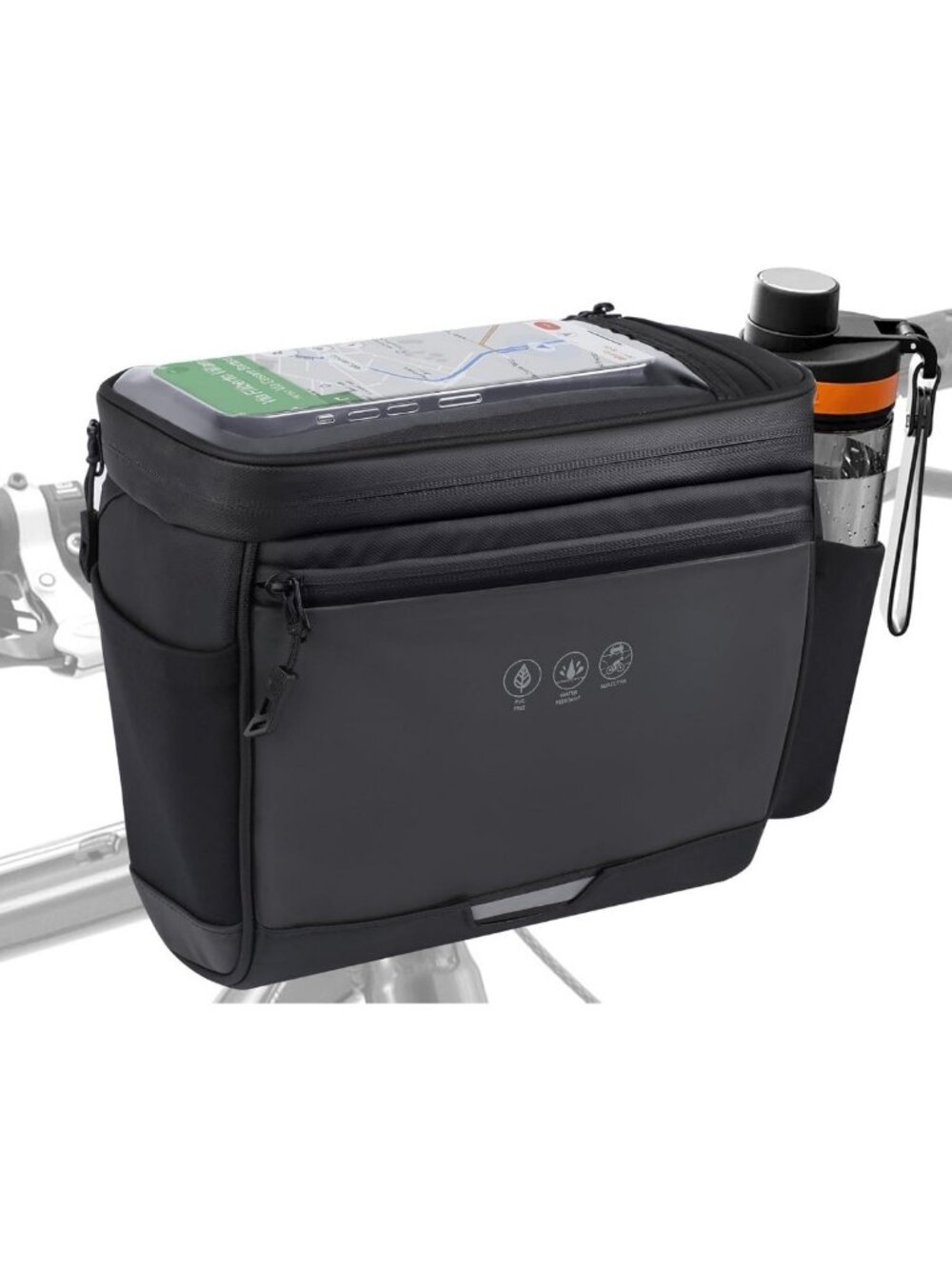 Insulated Waterproof Bike Handlebar Bag - Touch Screen Cooler Pouch for Hiking
